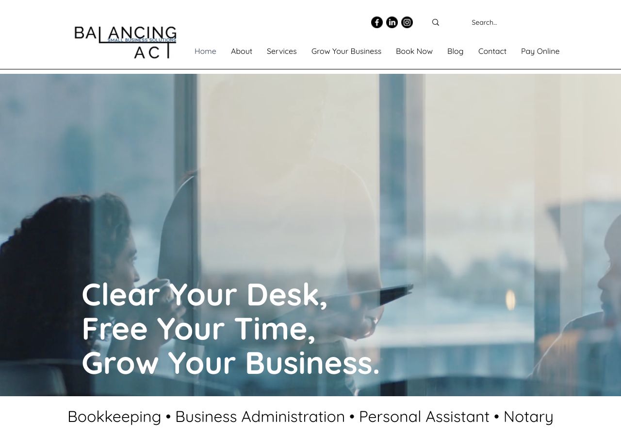 Balancing Act Small Business Solutions website as shown in a live browser capture.