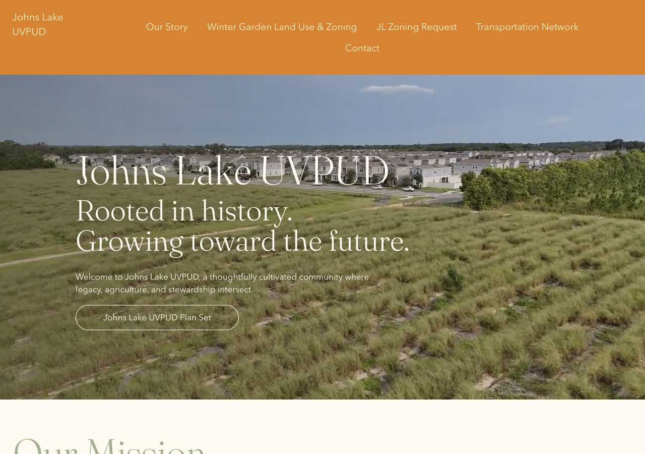 Johns Lake UVPUD website as shown in a live browser capture.